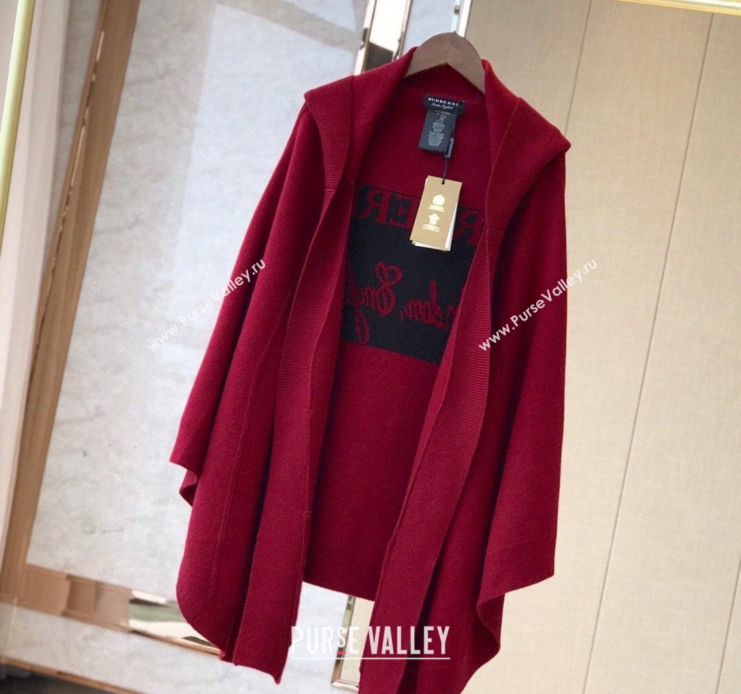 Burberry Wool Cashmere Cape Red 2024 0131 (A-240131011)