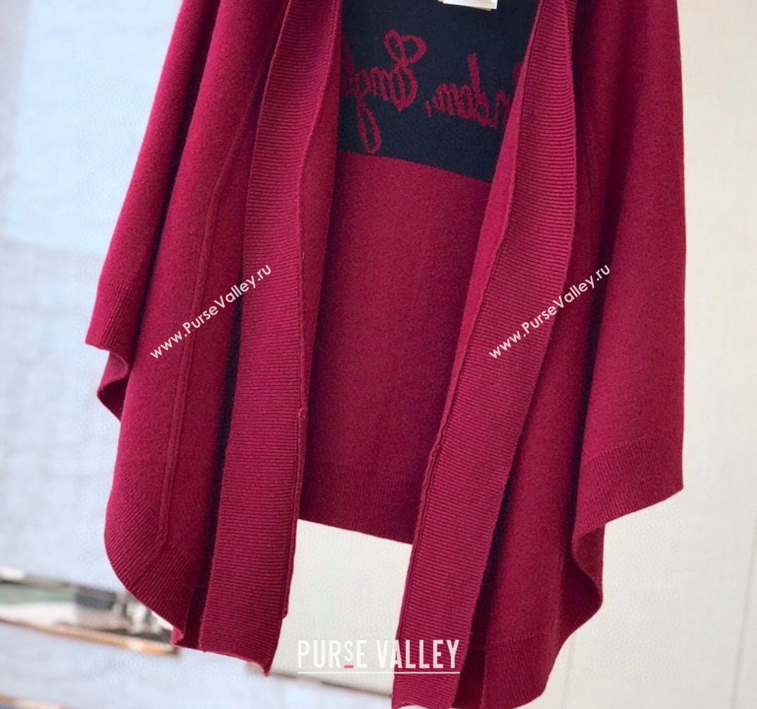 Burberry Wool Cashmere Cape Red 2024 0131 (A-240131011)