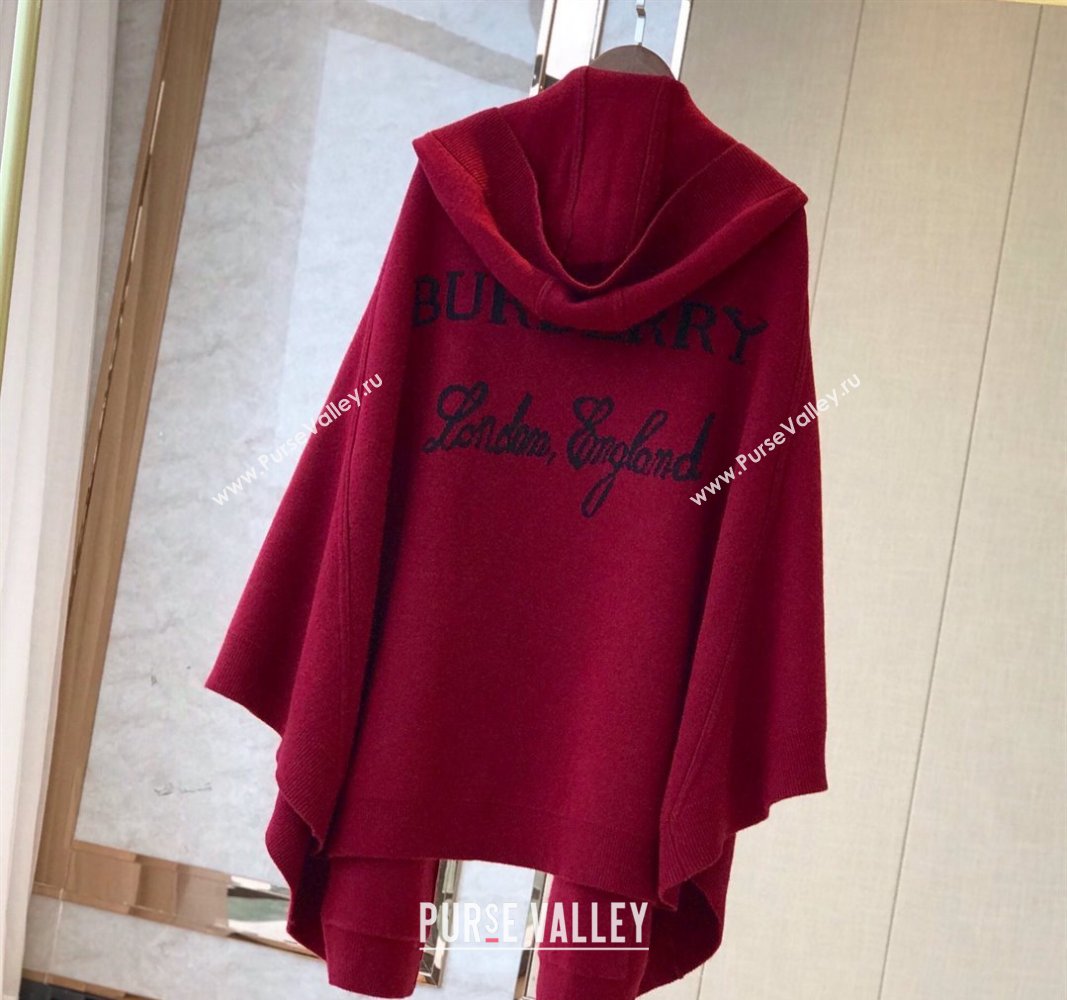 Burberry Wool Cashmere Cape Red 2024 0131 (A-240131011)