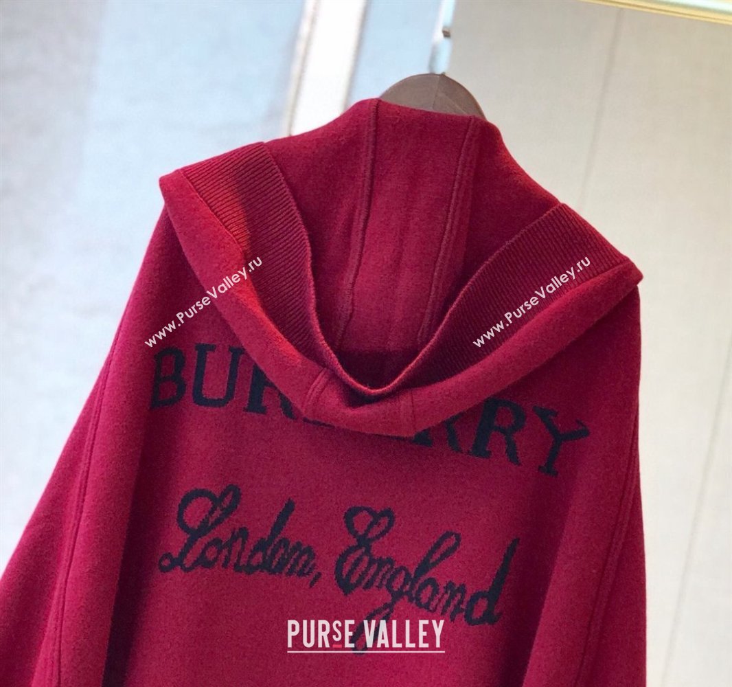 Burberry Wool Cashmere Cape Red 2024 0131 (A-240131011)