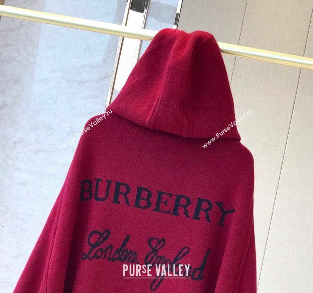 Burberry Wool Cashmere Cape Red 2024 0131 (A-240131011)