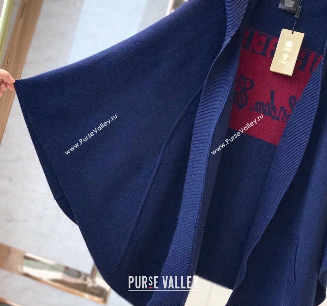 Burberry Wool Cashmere Cape Blue 2024 0131 (A-240131012)