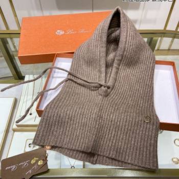 Loro Piana Cashmere Knit Scarf Hat One Piece Khaki 2024 02 (A-24013040)