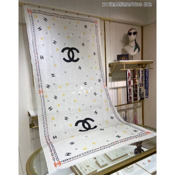 Chanel Cashmere Long Scarf with Sequins110x200cm White 2024 0131 (A-240131016)