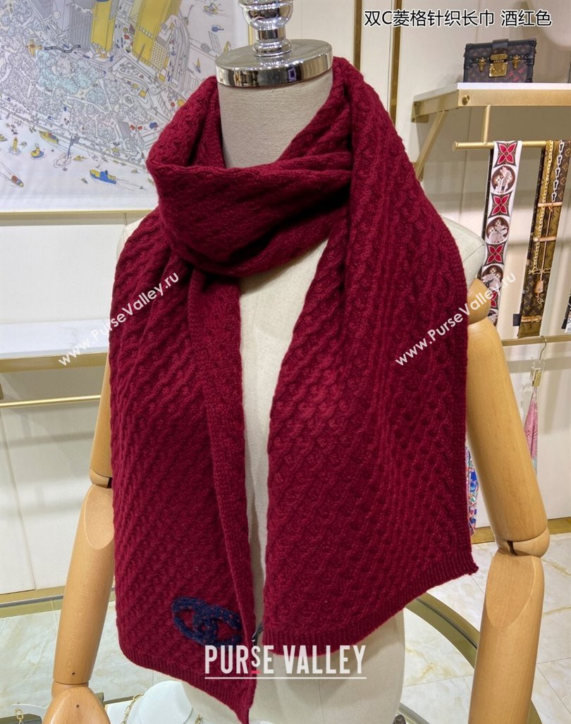 Chanel Knit Cashmere Long Scarf with Maxi CC 30x160cm Red 2024 0131 (A-240131024)