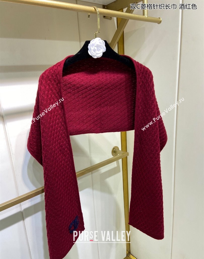 Chanel Knit Cashmere Long Scarf with Maxi CC 30x160cm Red 2024 0131 (A-240131024)