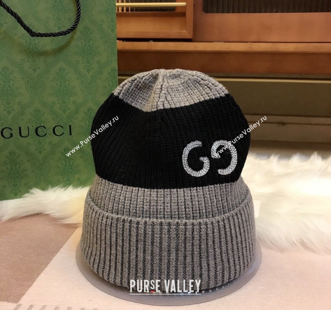 Gucci Knit Hat with Sequins GG Grey/Black 2024 0131 (A-240131028)