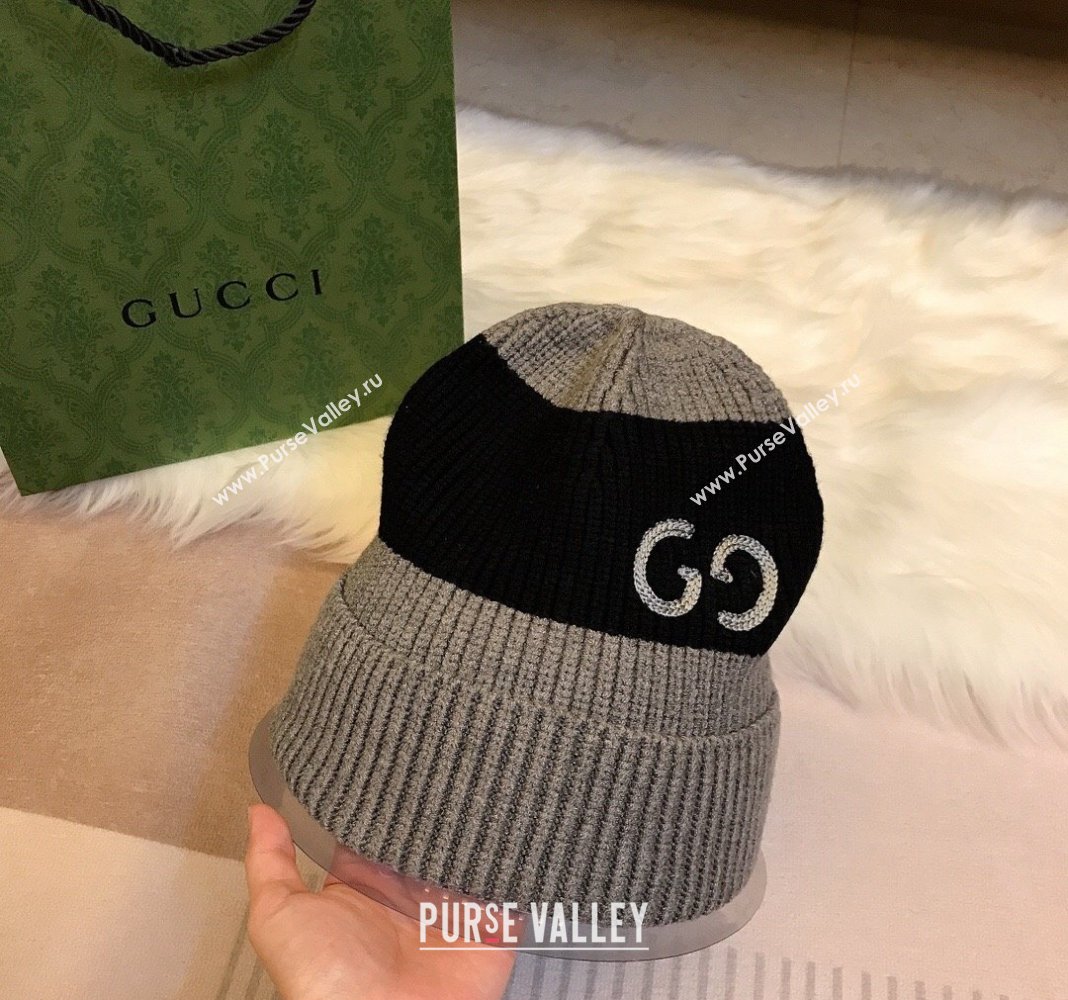 Gucci Knit Hat with Sequins GG Grey/Black 2024 0131 (A-240131028)