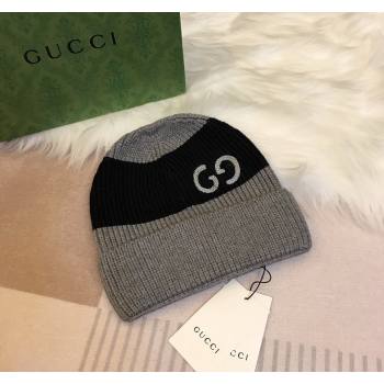 Gucci Knit Hat with Sequins GG Grey/Black 2024 0131 (A-240131028)