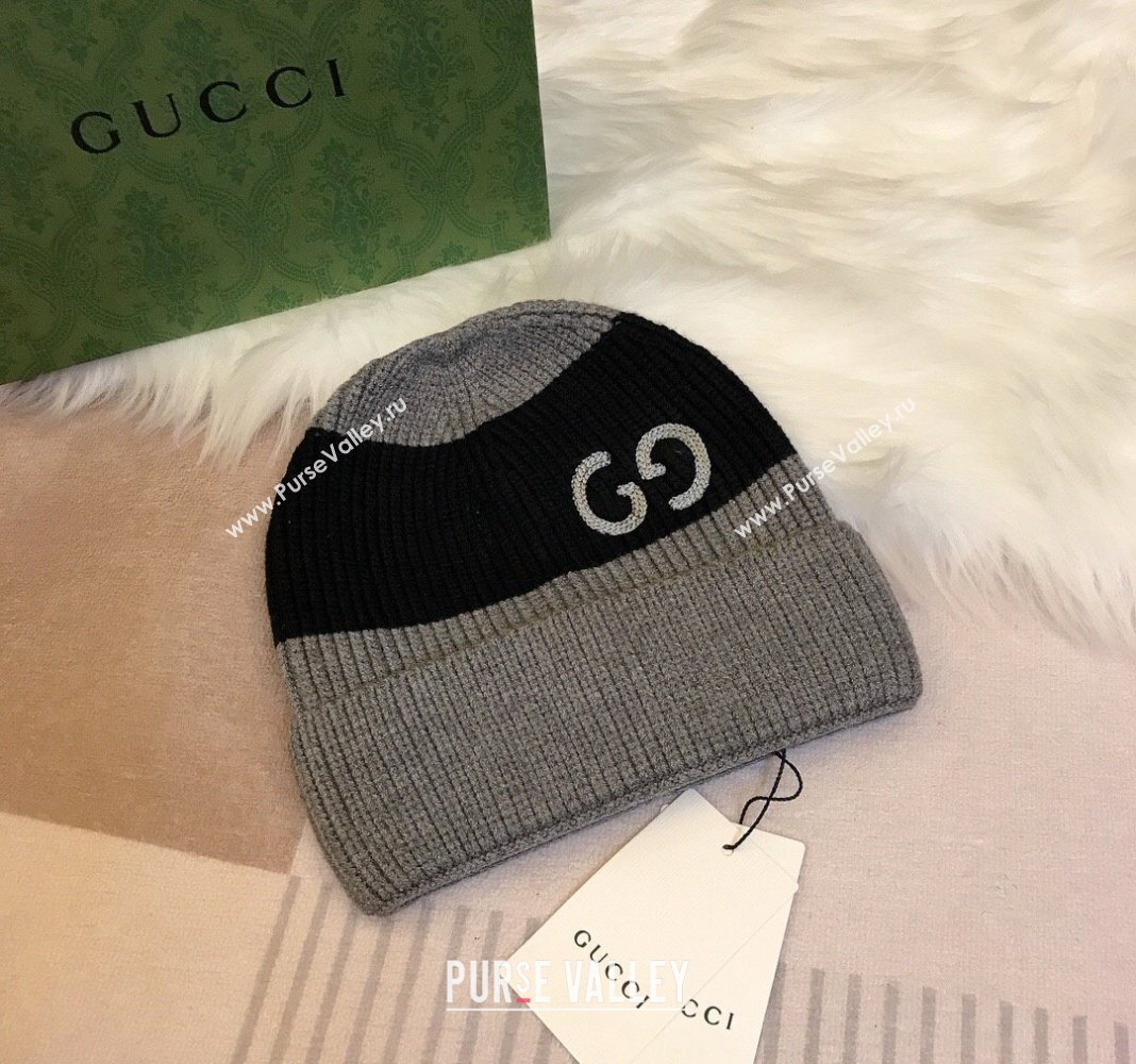 Gucci Knit Hat with Sequins GG Grey/Black 2024 0131 (A-240131028)