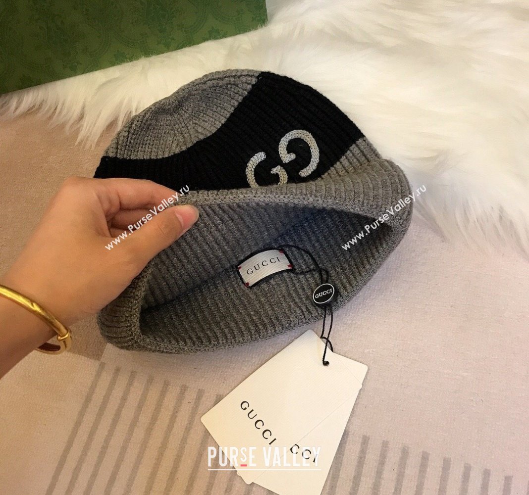 Gucci Knit Hat with Sequins GG Grey/Black 2024 0131 (A-240131028)