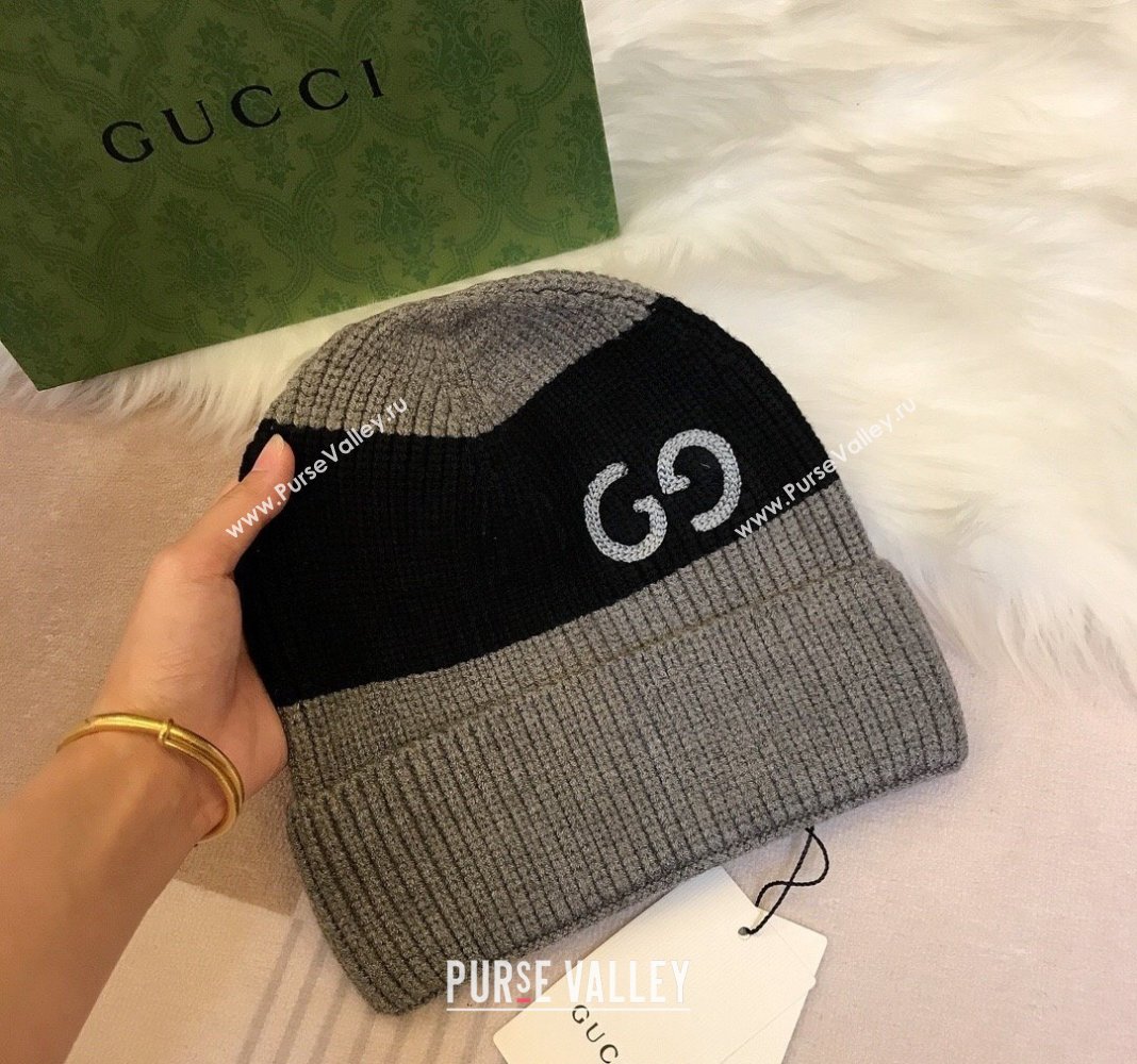 Gucci Knit Hat with Sequins GG Grey/Black 2024 0131 (A-240131028)