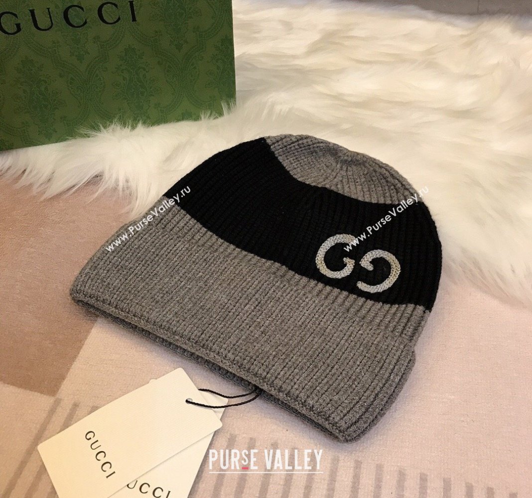 Gucci Knit Hat with Sequins GG Grey/Black 2024 0131 (A-240131028)