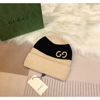 Gucci Knit Hat with Sequins GG Light Beige/Black 2024 0131 (A-240131029)