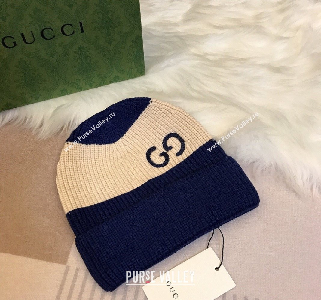 Gucci Knit Hat with Sequins GG Light Beige/Blue 2024 0131 (A-240131030)