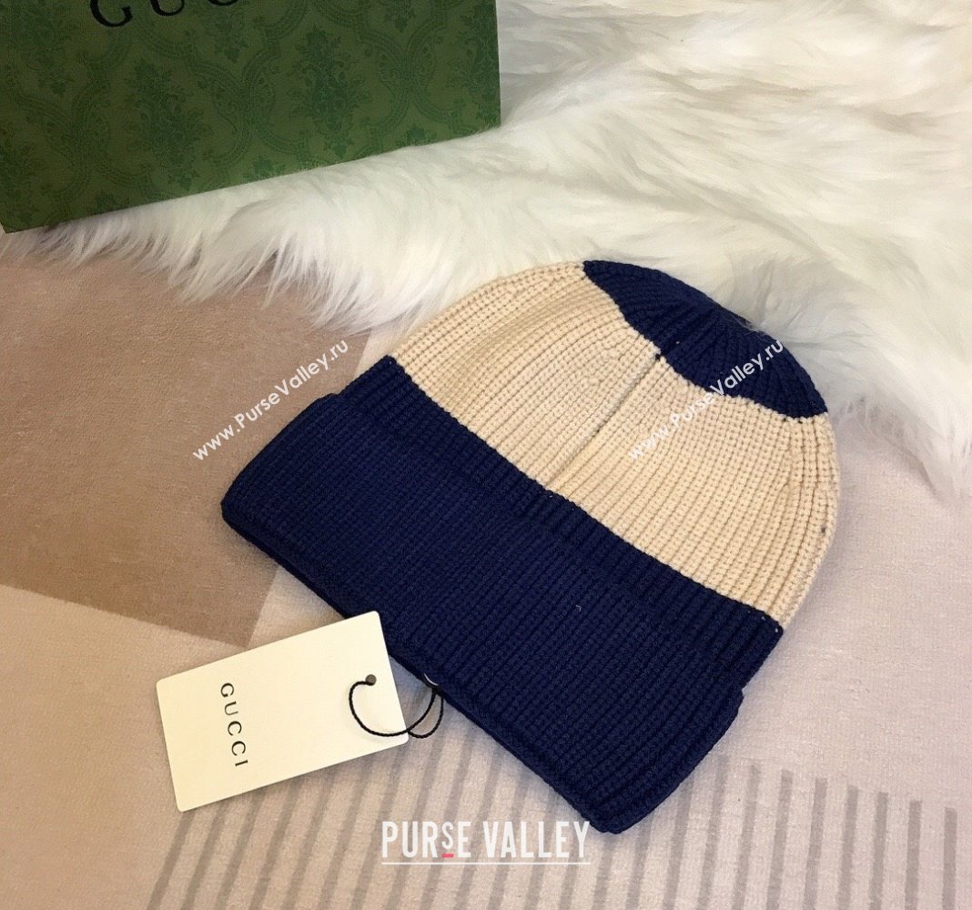 Gucci Knit Hat with Sequins GG Light Beige/Blue 2024 0131 (A-240131030)