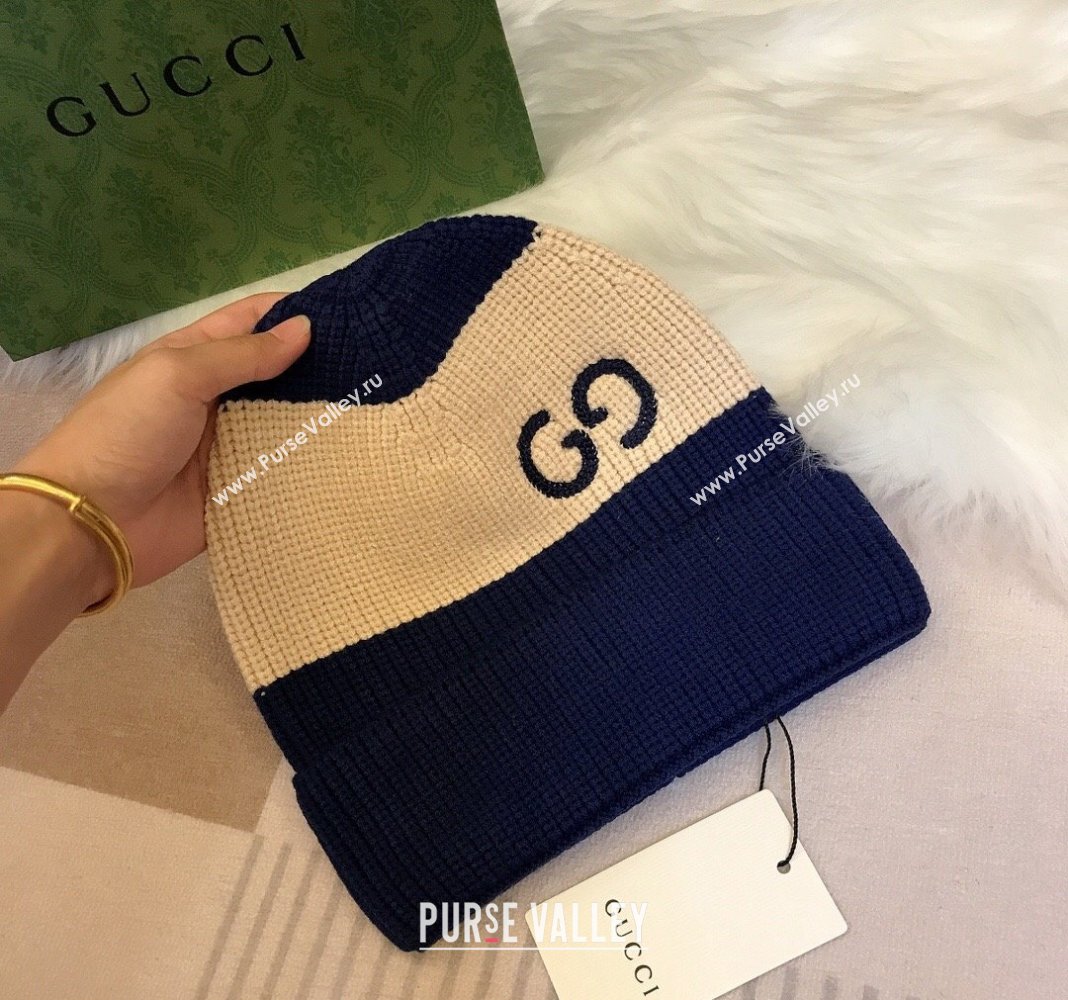 Gucci Knit Hat with Sequins GG Light Beige/Blue 2024 0131 (A-240131030)