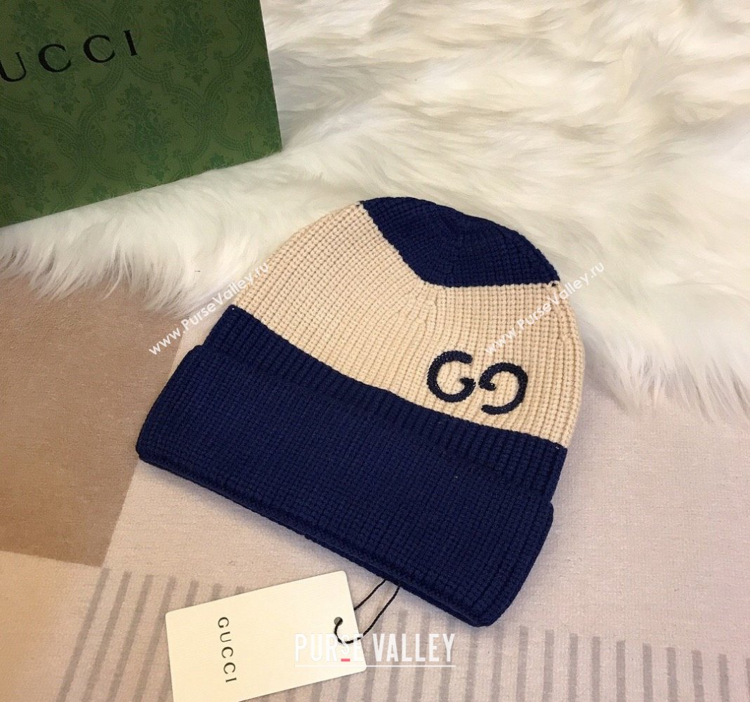 Gucci Knit Hat with Sequins GG Light Beige/Blue 2024 0131 (A-240131030)