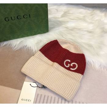 Gucci Knit Hat with Sequins GG Light Beige/Red 2024 0131 (A-240131031)