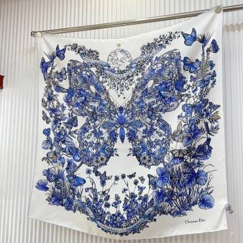 Dior Metamorphose Butterfly Silk Sqaure Scarf 90x90cm Blue 2024 0130 (A-24013034)