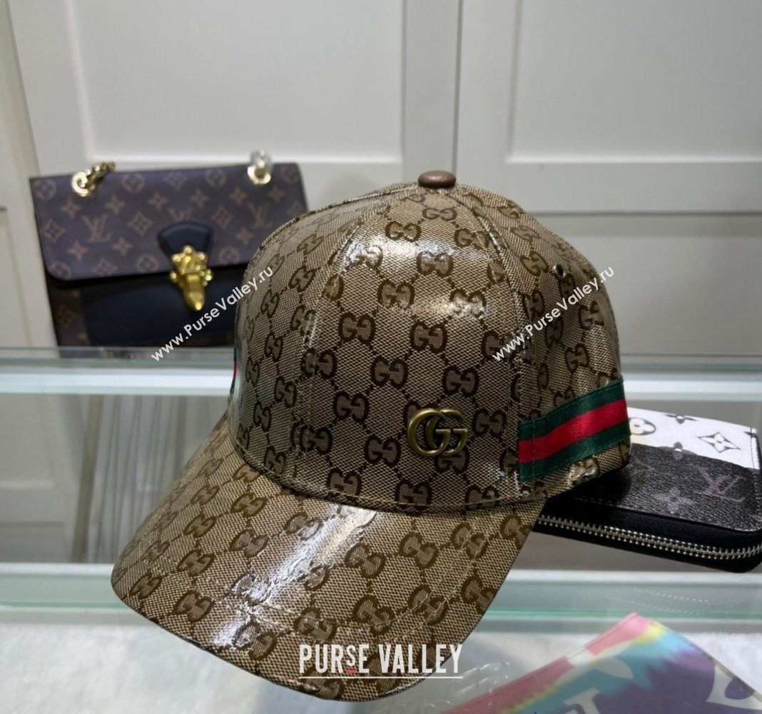 Gucci GG Crystal Canvas Baseball Hat Beige 2024 760147 (A-240131037)