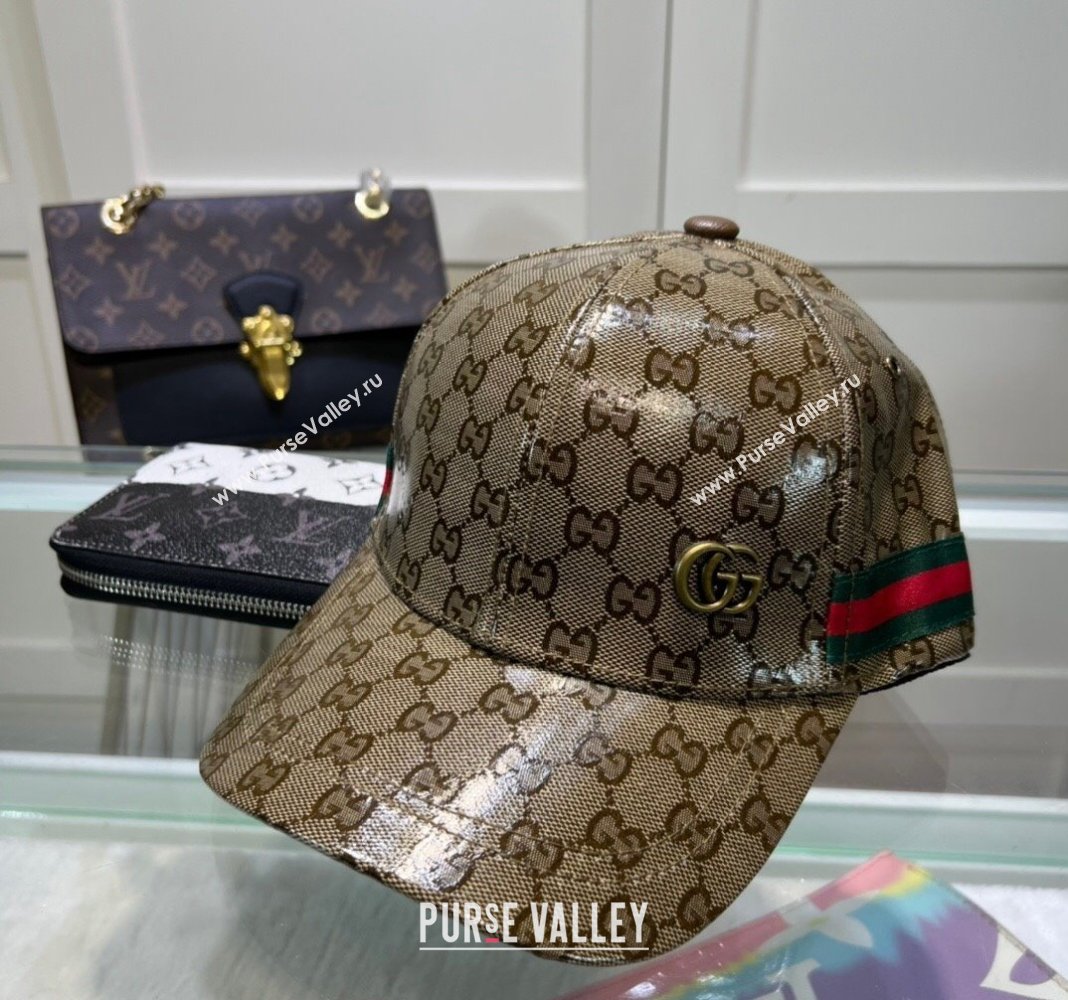 Gucci GG Crystal Canvas Baseball Hat Beige 2024 760147 (A-240131037)