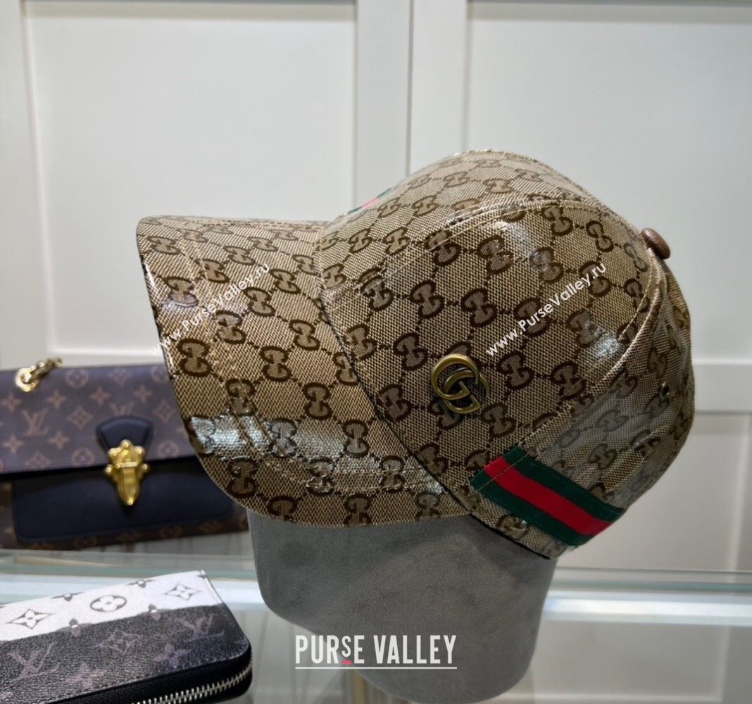 Gucci GG Crystal Canvas Baseball Hat Beige 2024 760147 (A-240131037)