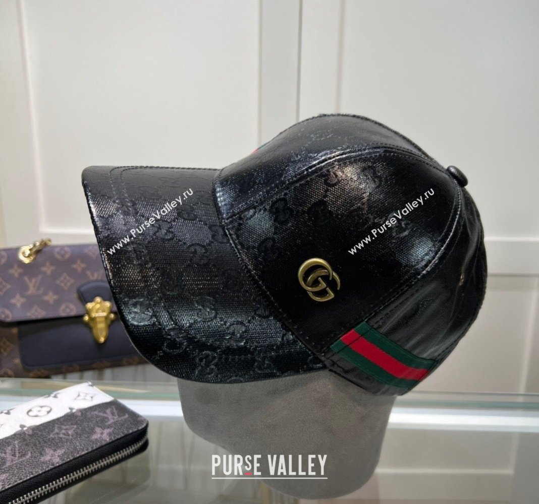 Gucci GG Crystal Canvas Baseball Hat Black 2024 760147 (A-240131039)