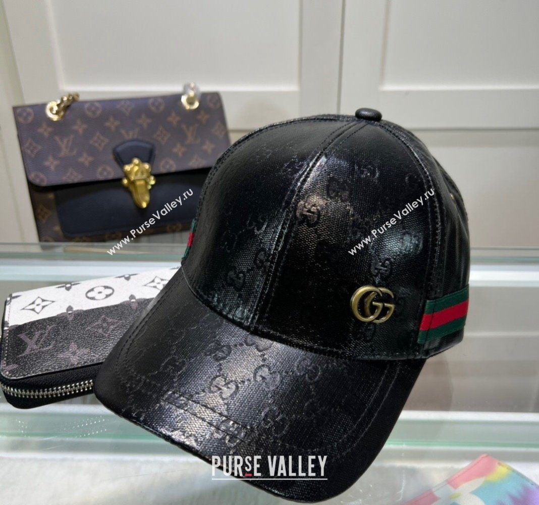 Gucci GG Crystal Canvas Baseball Hat Black 2024 760147 (A-240131039)