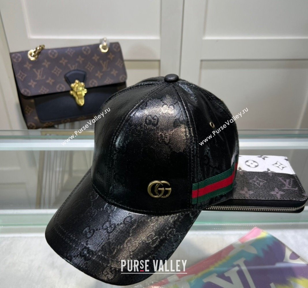 Gucci GG Crystal Canvas Baseball Hat Black 2024 760147 (A-240131039)