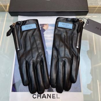 Prada Lambskin Gloves with Zip Black 2024 0131 (A-240131083)