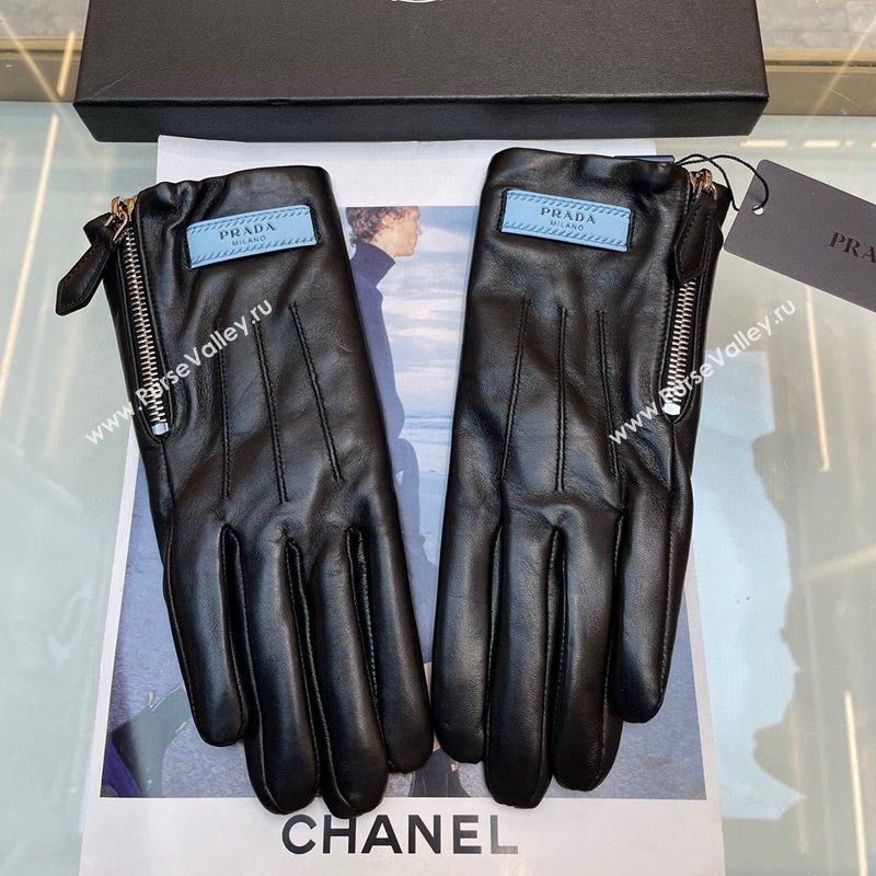 Prada Lambskin Gloves with Zip Black 2024 0131 (A-240131083)