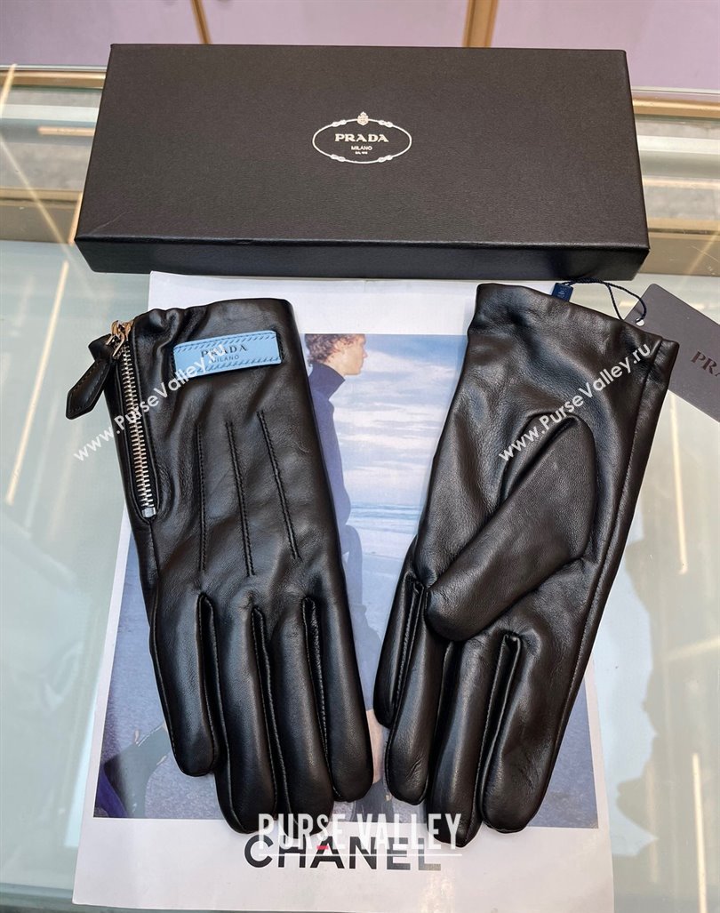 Prada Lambskin Gloves with Zip Black 2024 0131 (A-240131083)