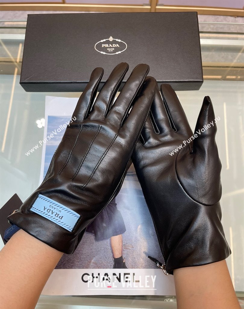 Prada Lambskin Gloves with Zip Black 2024 0131 (A-240131083)