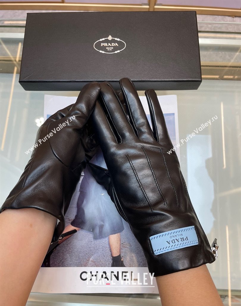 Prada Lambskin Gloves with Zip Black 2024 0131 (A-240131083)