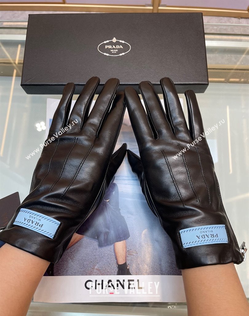 Prada Lambskin Gloves with Zip Black 2024 0131 (A-240131083)