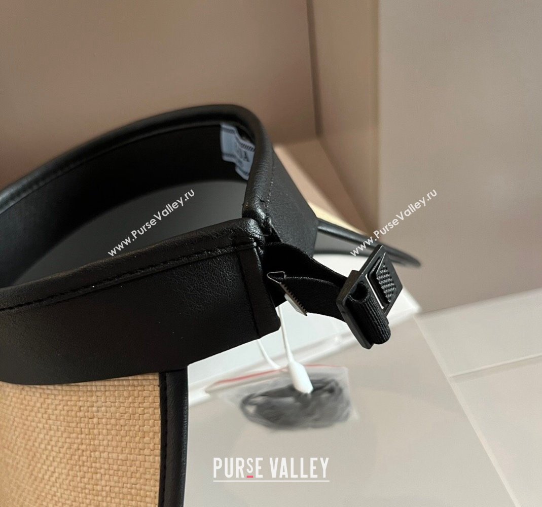 Prada Straw Visor Hat with Crystals Brown/Black 2024 0301 (XMN-240301068)