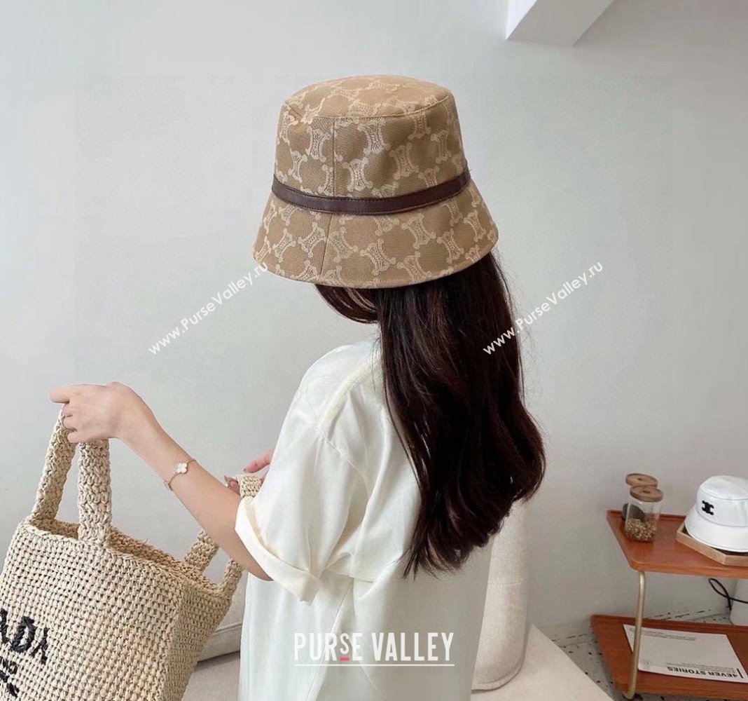 Celine Triomphe Fabric Bucket Hat Beige 2024 0301 (XMN-240301071)