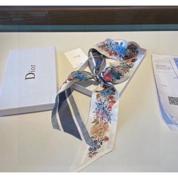 Dior Mizza Silk Bandeau Scarf 5x86cm Grey 2024 0304 (XMN-240304029)