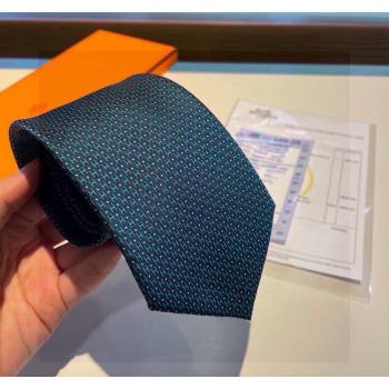 Hermes H Dots Silk Tie Green/Blue 2024 030401 (XMN-240304101)