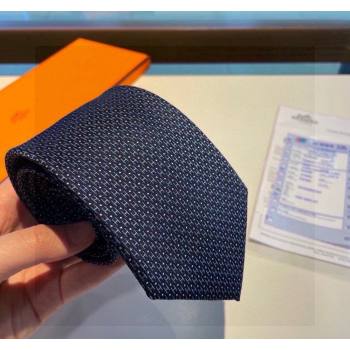 Hermes H Dots Silk Tie Blue 2 2024 030401 (XMN-240304104)