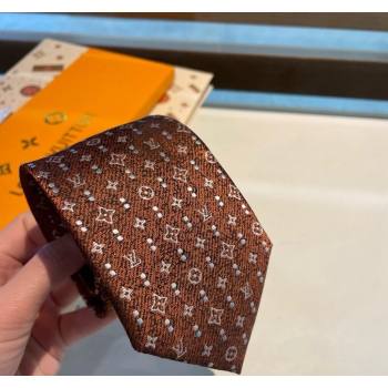 Louis Vuitton Monogram Dots Silk Tie Brown 2024 030401 (XMN-240304105)