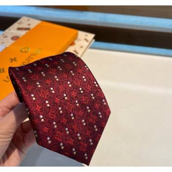 Louis Vuitton Monogram Dots Silk Tie Red 2024 030401 (XMN-240304106)