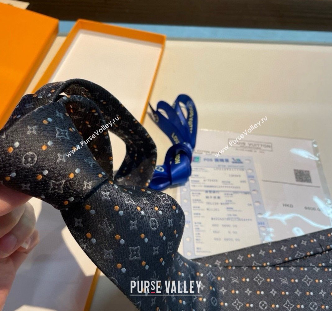 Louis Vuitton Monogram Dots Silk Tie Black 2024 030401 (XMN-240304107)