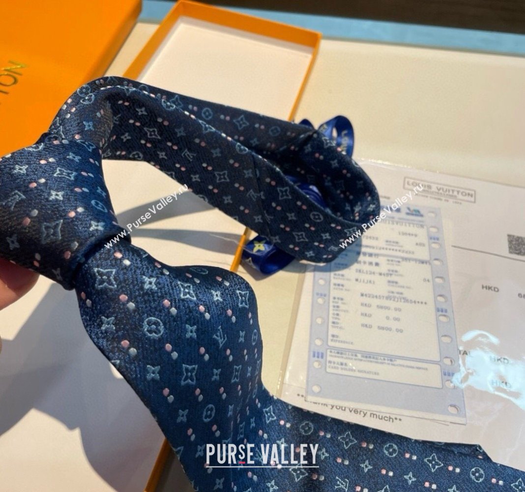 Louis Vuitton Monogram Dots Silk Tie Blue 2024 030401 (XMN-240304108)