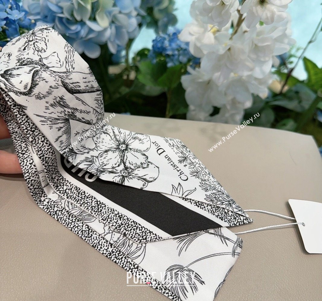 Dior Silk Bandeau Scarf 6x100cm Black 2024 0304 (XMN-240304039)