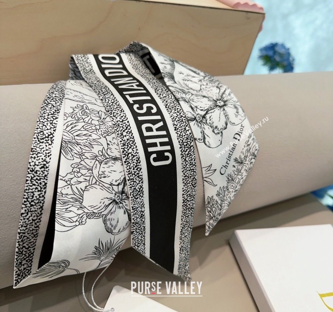 Dior Silk Bandeau Scarf 6x100cm Black 2024 0304 (XMN-240304039)