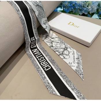 Dior Silk Bandeau Scarf 6x100cm Black 2024 0304 (XMN-240304039)
