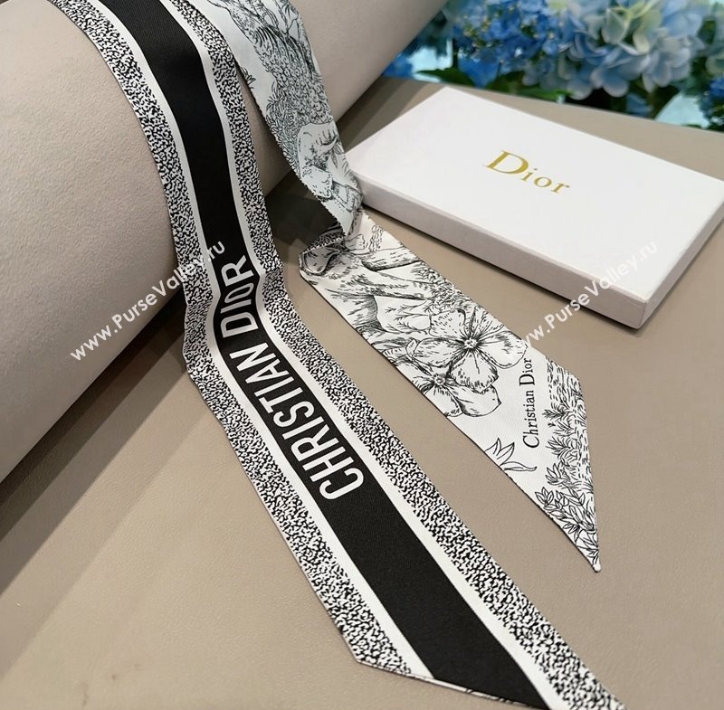 Dior Silk Bandeau Scarf 6x100cm Black 2024 0304 (XMN-240304039)