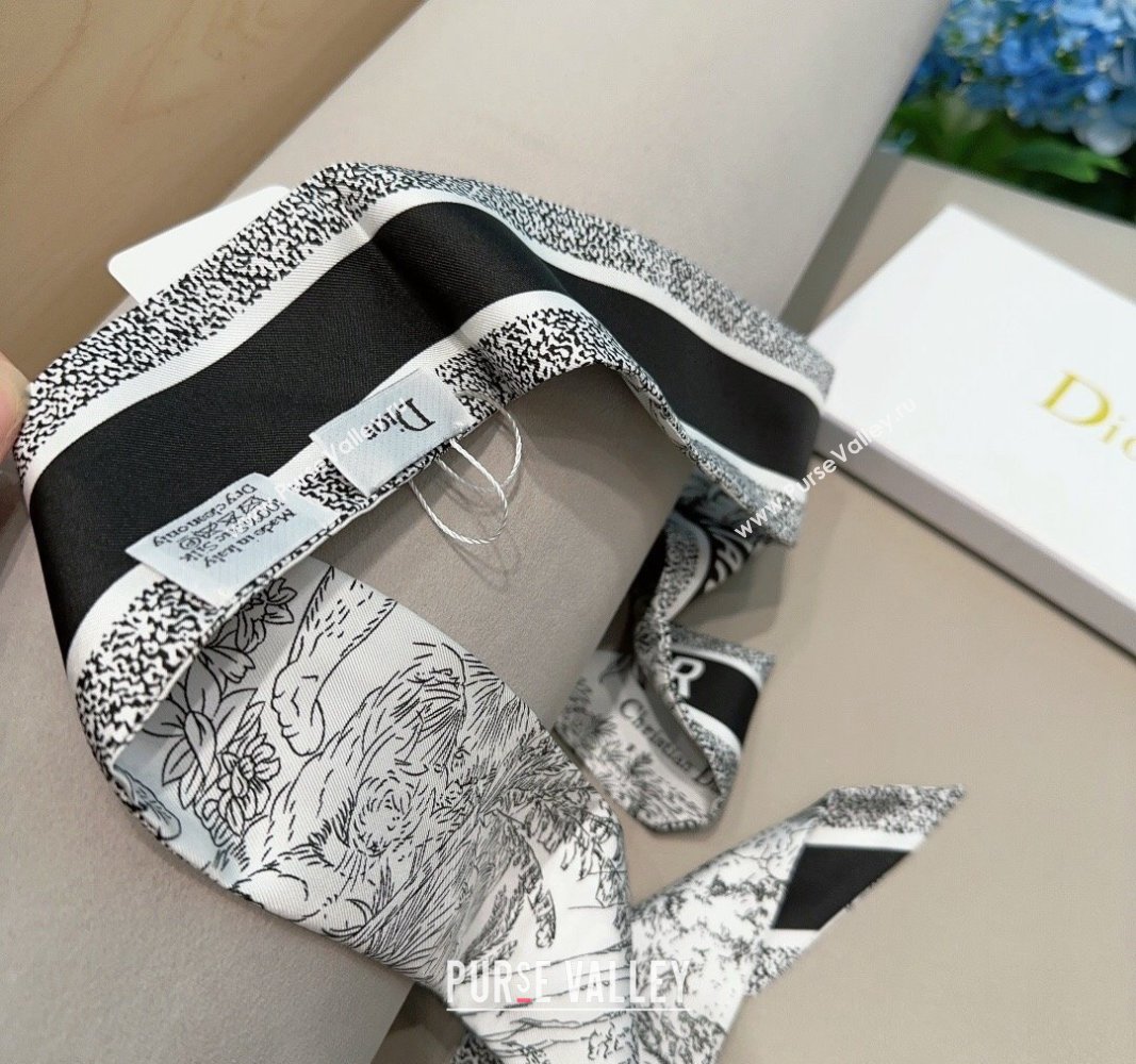 Dior Silk Bandeau Scarf 6x100cm Black 2024 0304 (XMN-240304039)